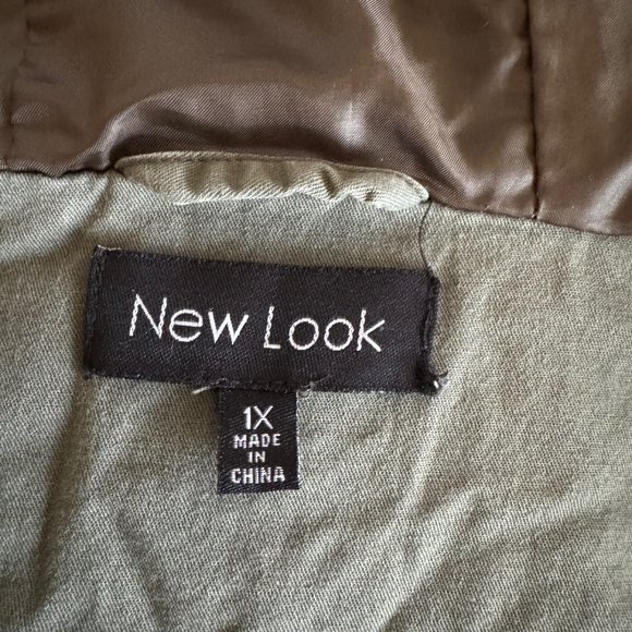 Hooded Khaki Green Women's 1X field jacket embroidery sleeve Large - Picture 3 of 8